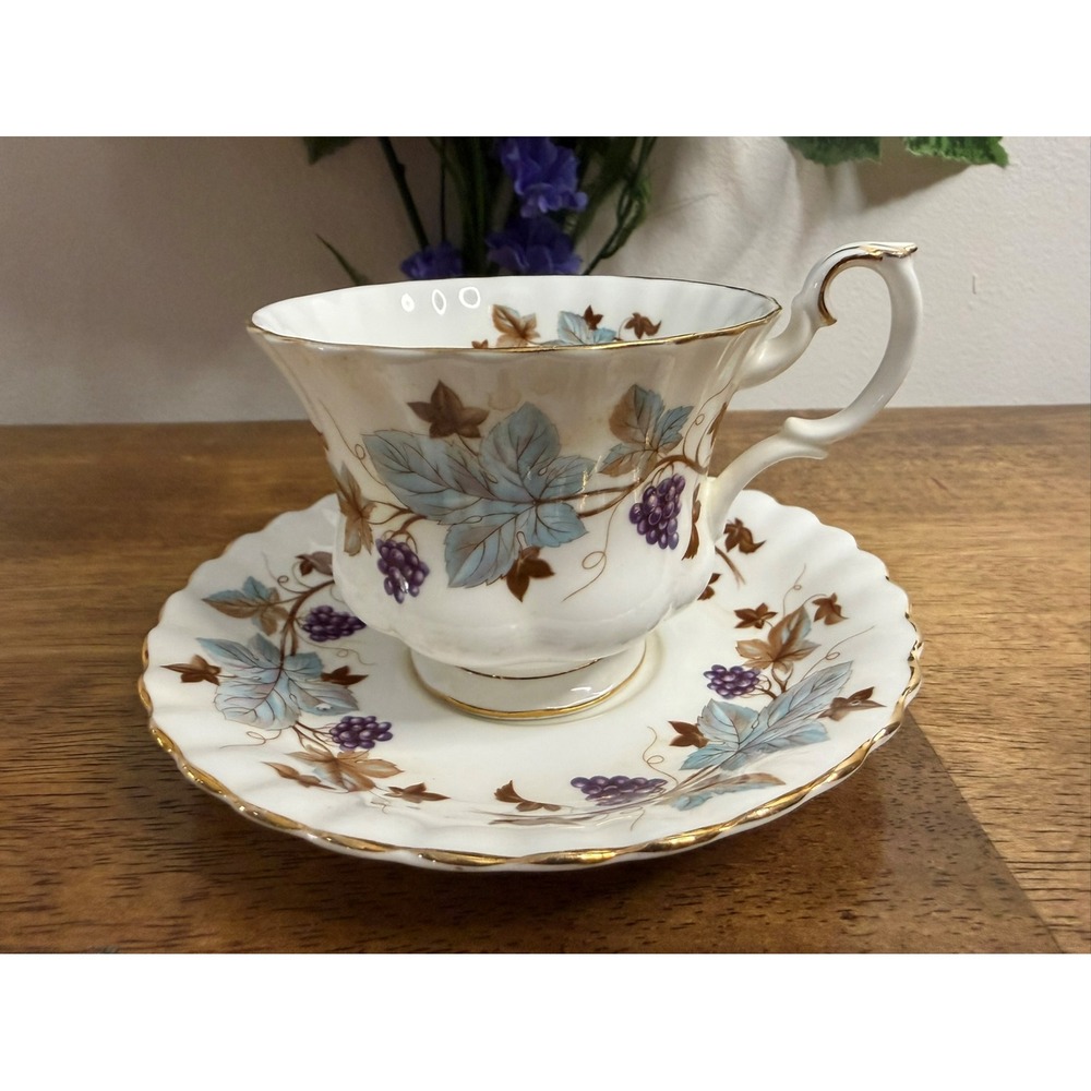 Vintage Royal Albert Lorraine Teacup and Saucer Bone China England MCM Dining